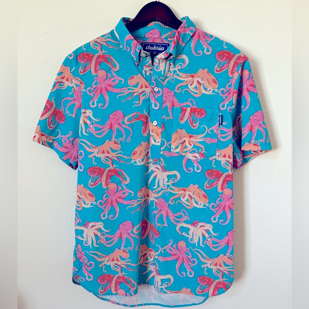 Chubbies “The Mollusk” Seersucker Polo Size M